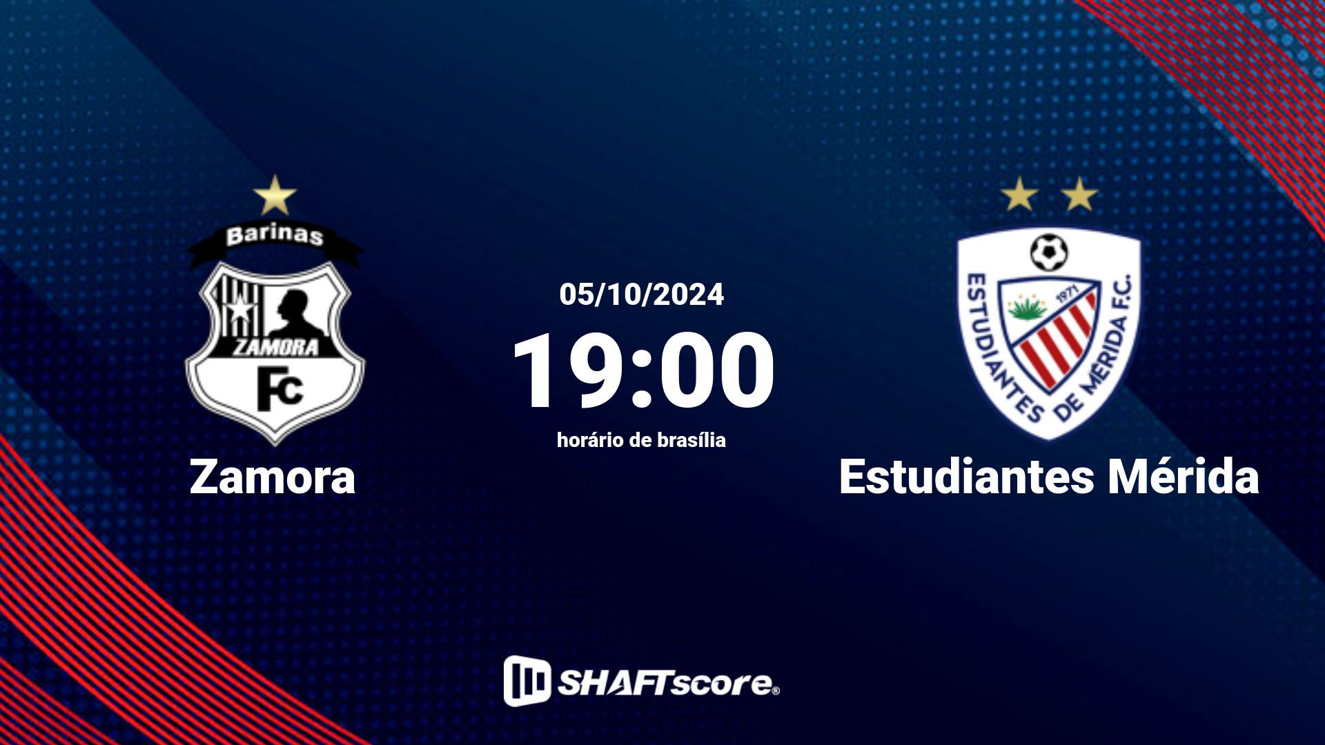 Estatísticas do jogo Zamora vs Estudiantes Mérida 05.10 18:45