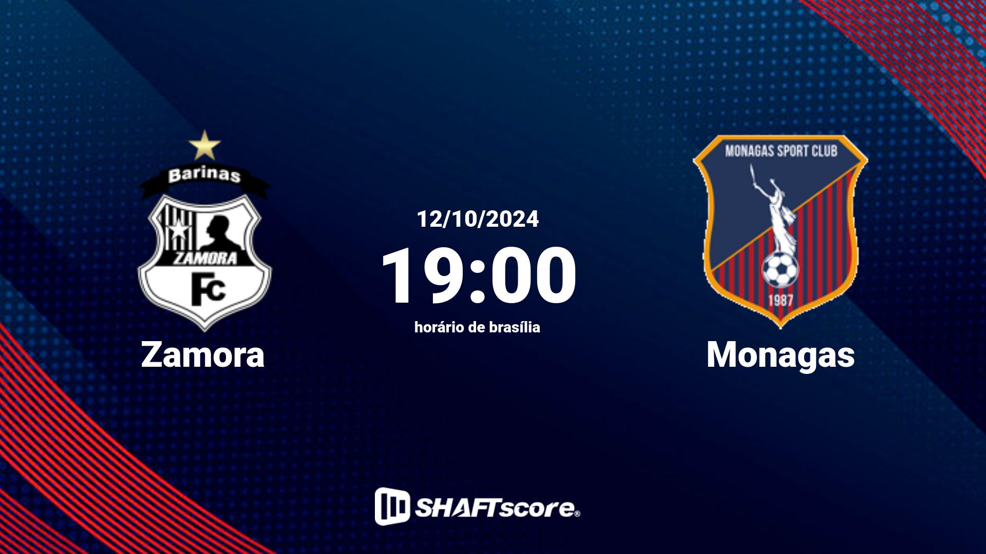 Estatísticas do jogo Zamora vs Monagas 12.10 19:00