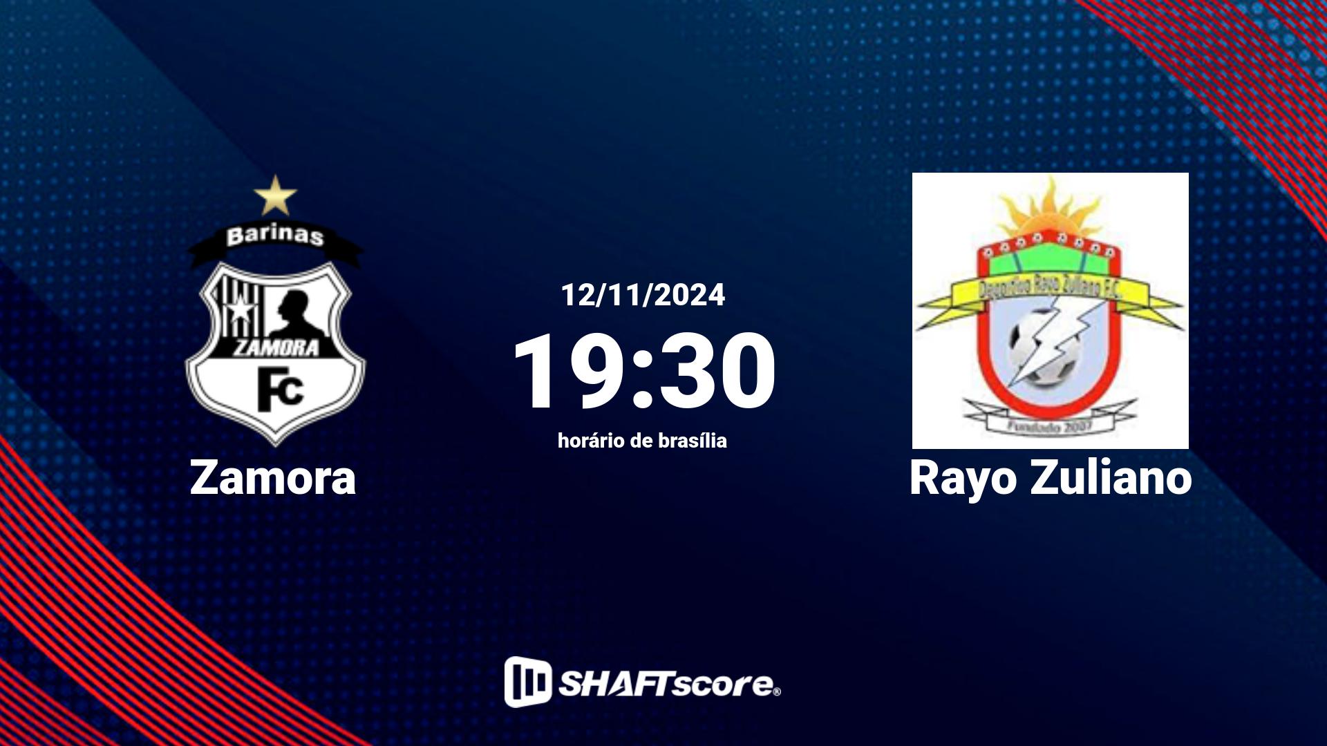 Estatísticas do jogo Zamora vs Rayo Zuliano 12.11 19:30