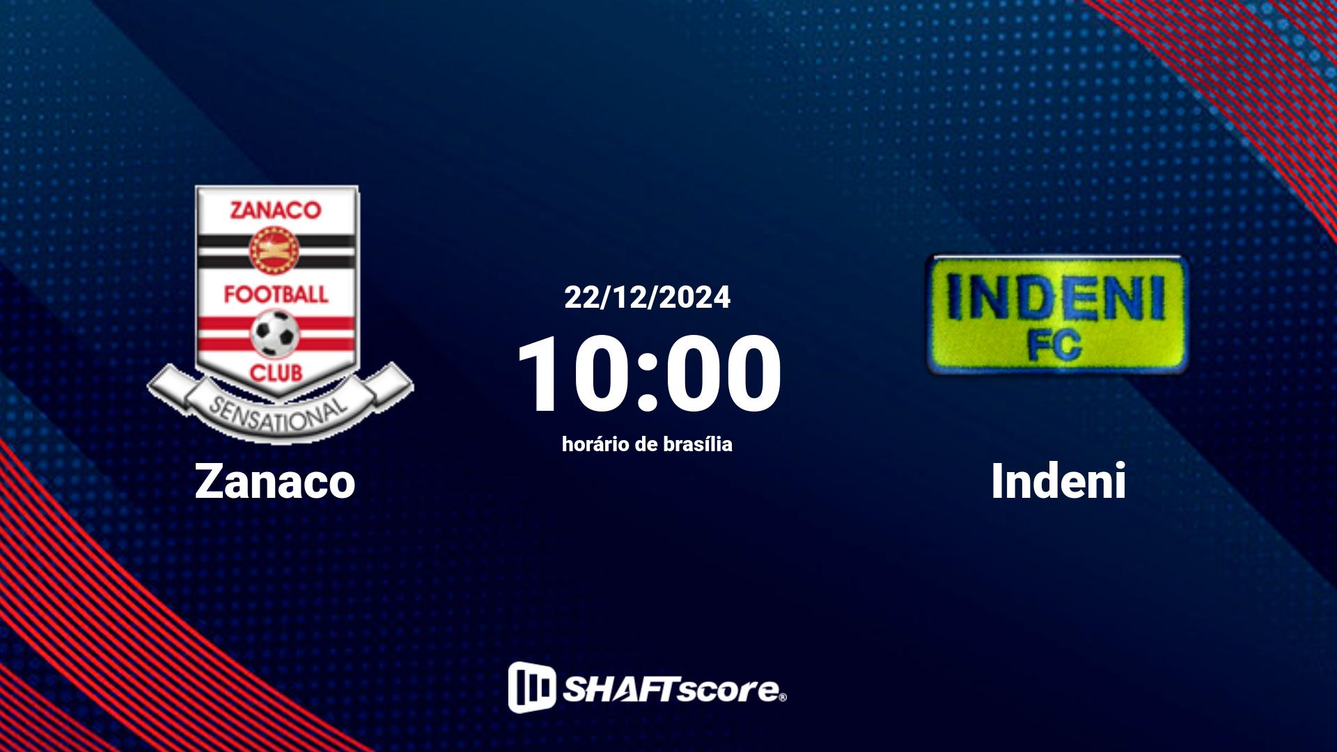 Estatísticas do jogo Zanaco vs Indeni 22.12 10:00