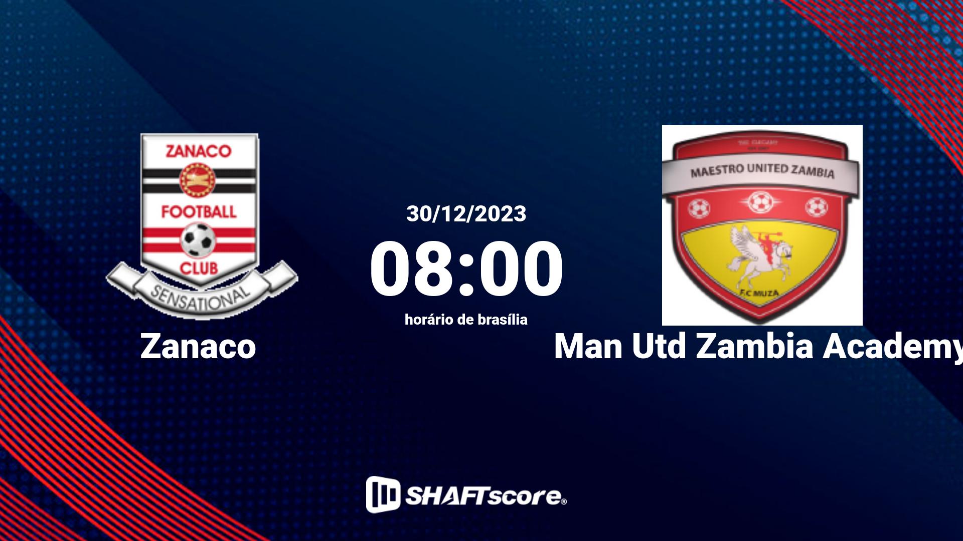 Estatísticas do jogo Zanaco vs Man Utd Zambia Academy 30.12 08:00