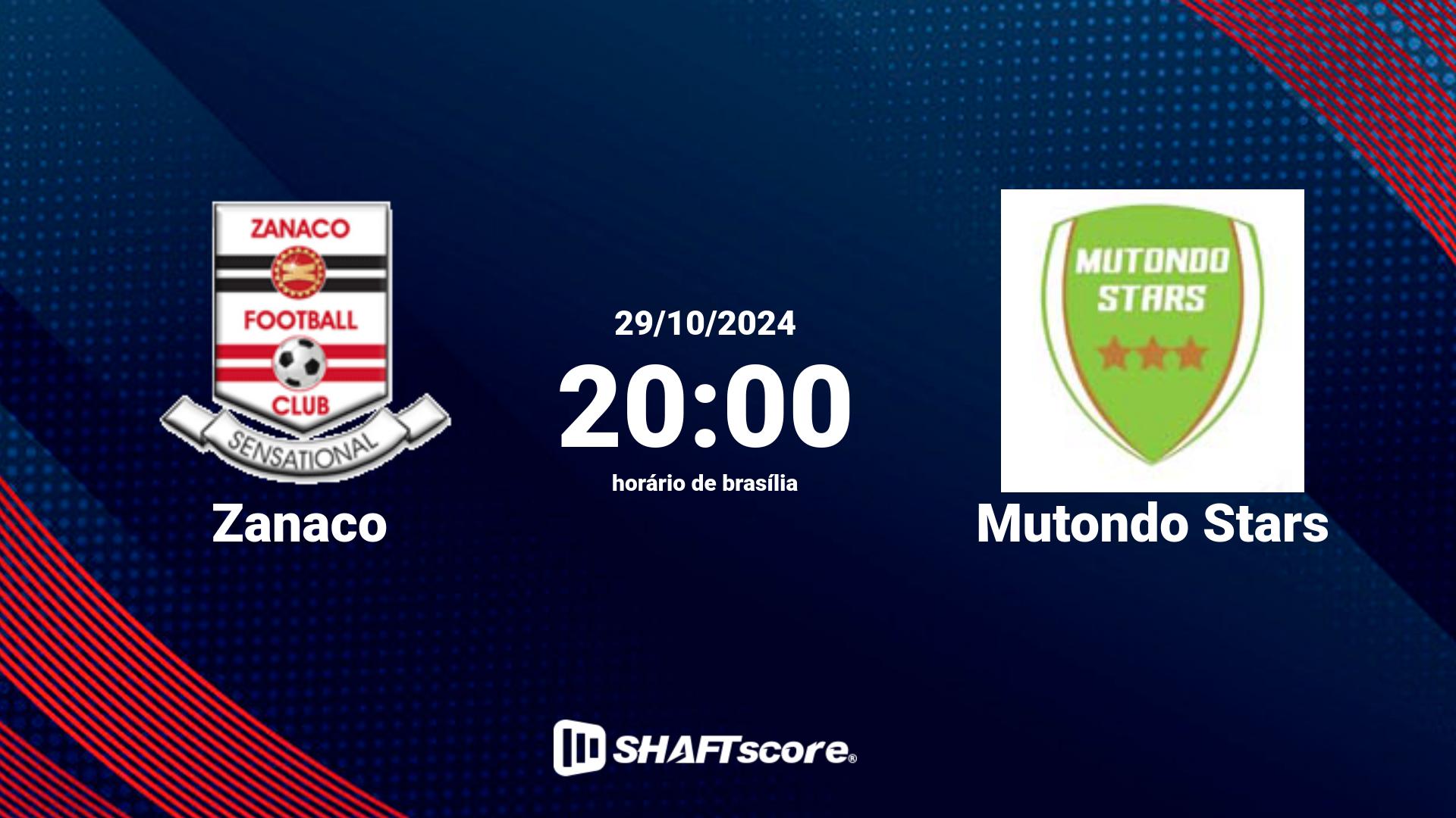 Estatísticas do jogo Zanaco vs Mutondo Stars 29.10 20:00