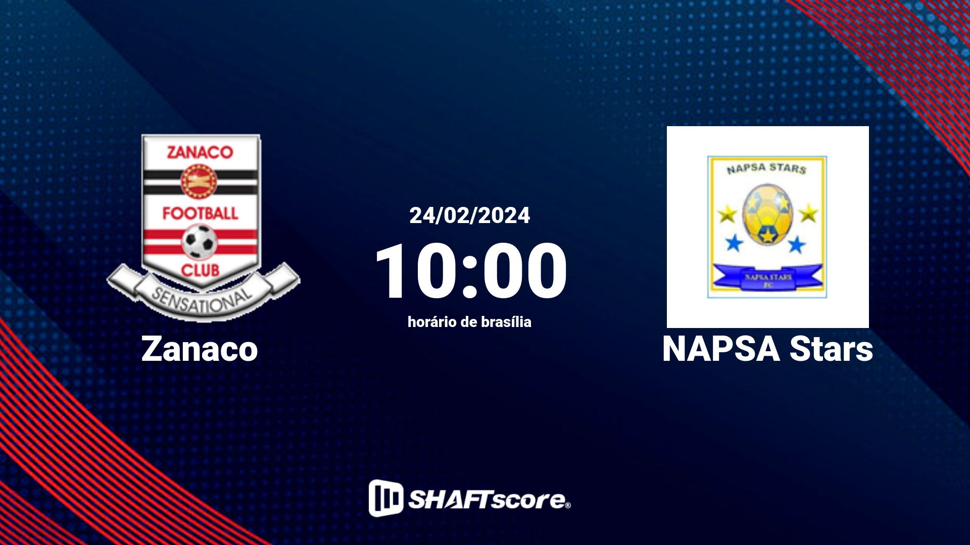 Estatísticas do jogo Zanaco vs NAPSA Stars 24.02 10:00