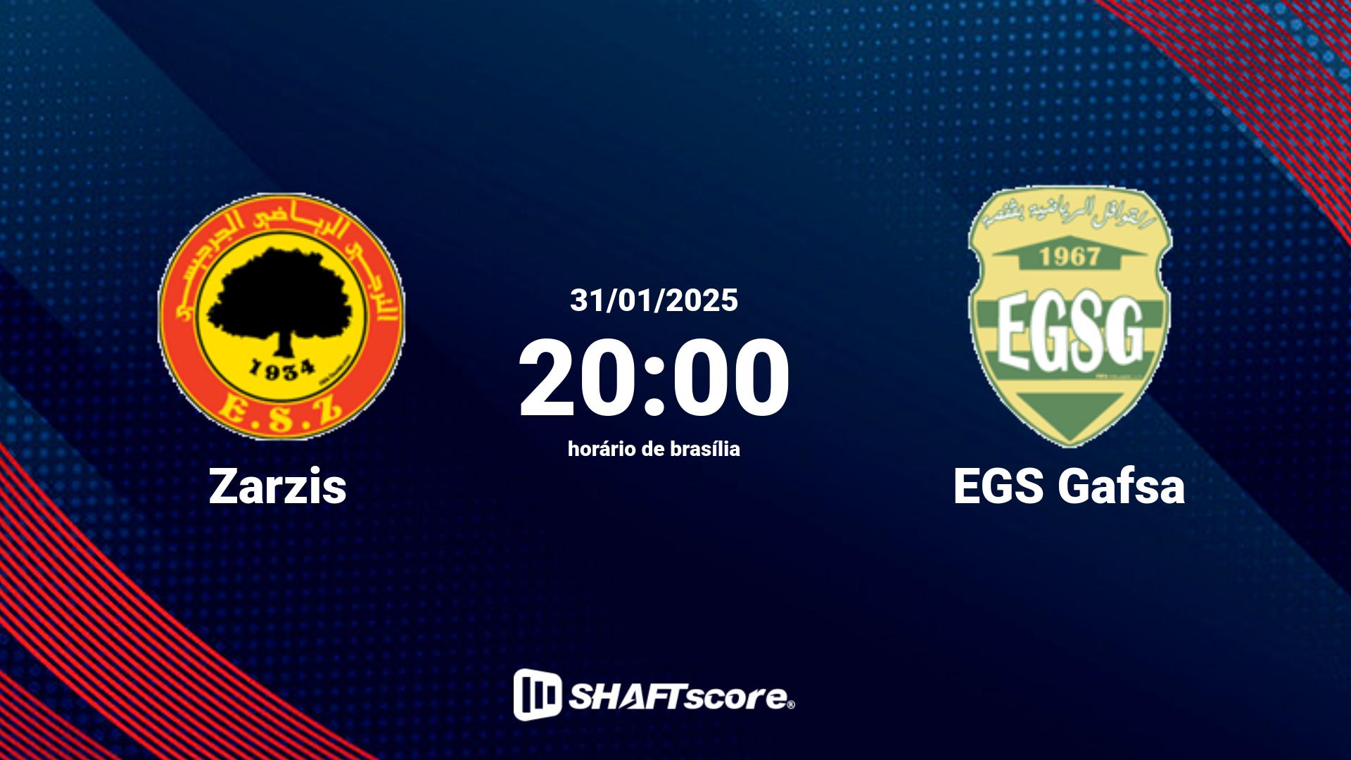 Estatísticas do jogo Zarzis vs EGS Gafsa 31.01 20:00