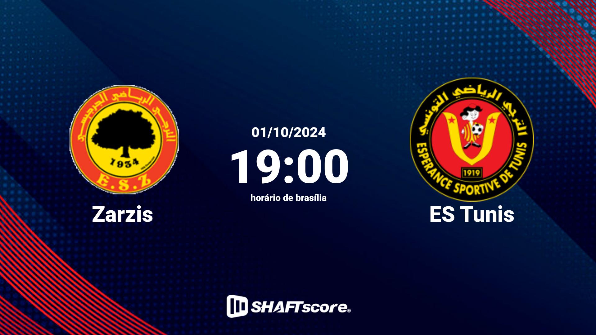 Estatísticas do jogo Zarzis vs ES Tunis 01.10 19:00