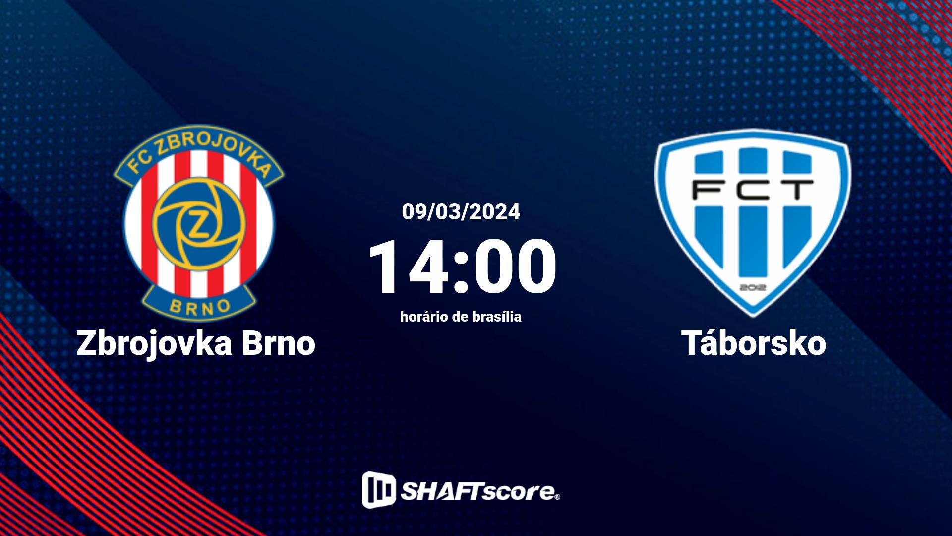 Estatísticas do jogo Zbrojovka Brno vs Táborsko 09.03 14:00