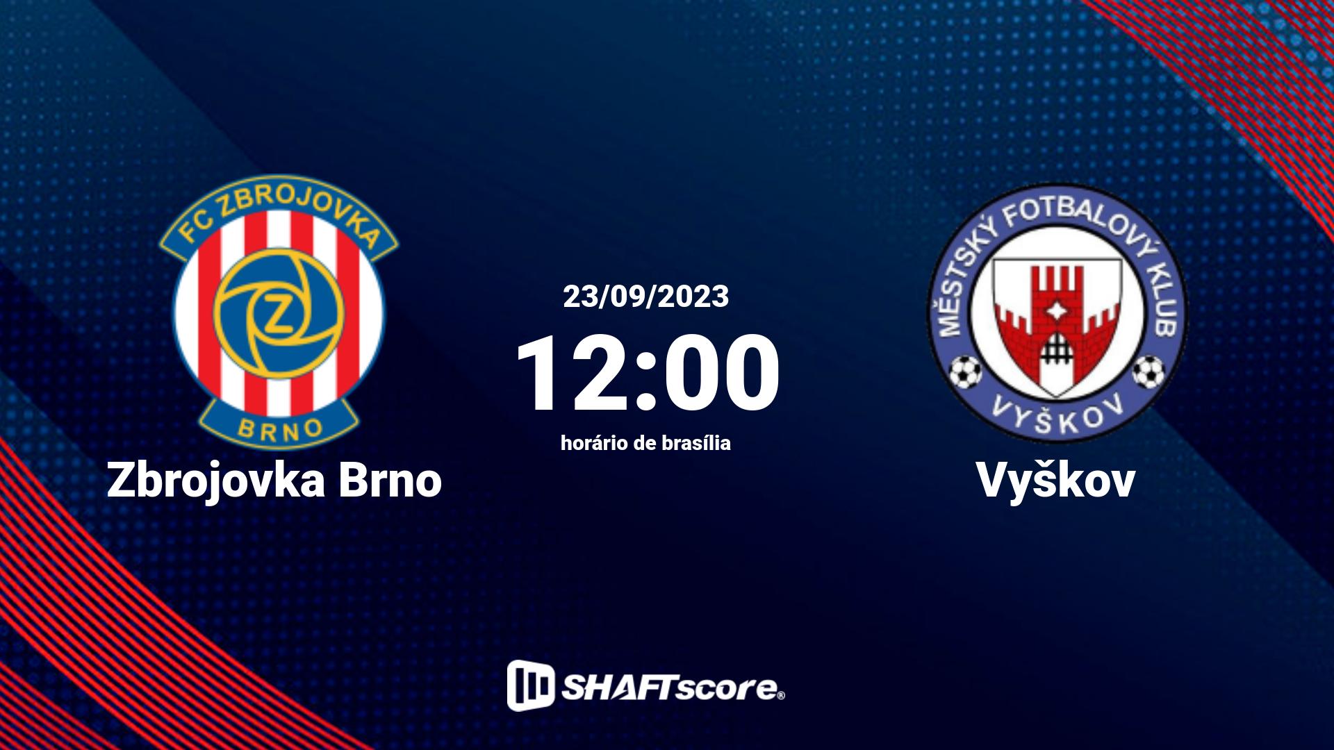 Estatísticas do jogo Zbrojovka Brno vs Vyškov 23.09 12:00