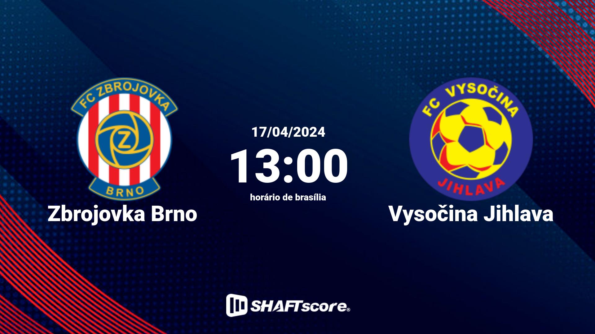 Estatísticas do jogo Zbrojovka Brno vs Vysočina Jihlava 17.04 13:00