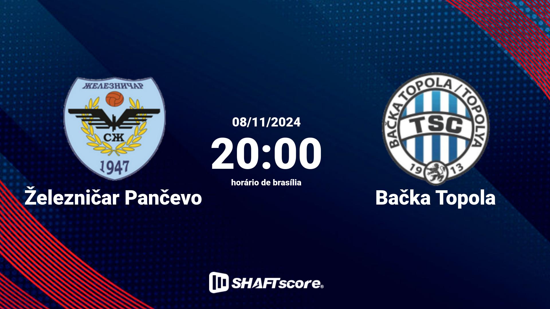 Estatísticas do jogo Železničar Pančevo vs Bačka Topola 08.11 20:00