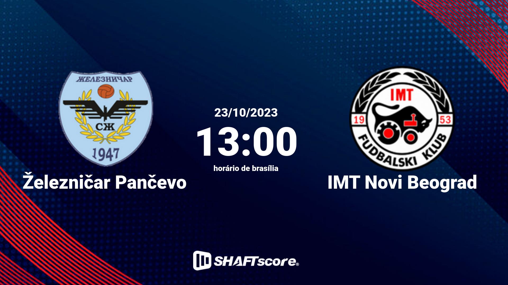 Estatísticas do jogo Železničar Pančevo vs IMT Novi Beograd 23.10 13:00