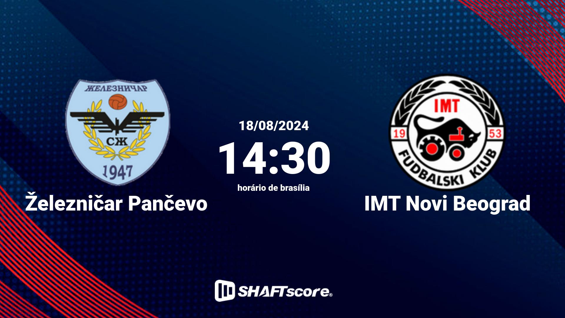 Estatísticas do jogo Železničar Pančevo vs IMT Novi Beograd 18.08 14:30