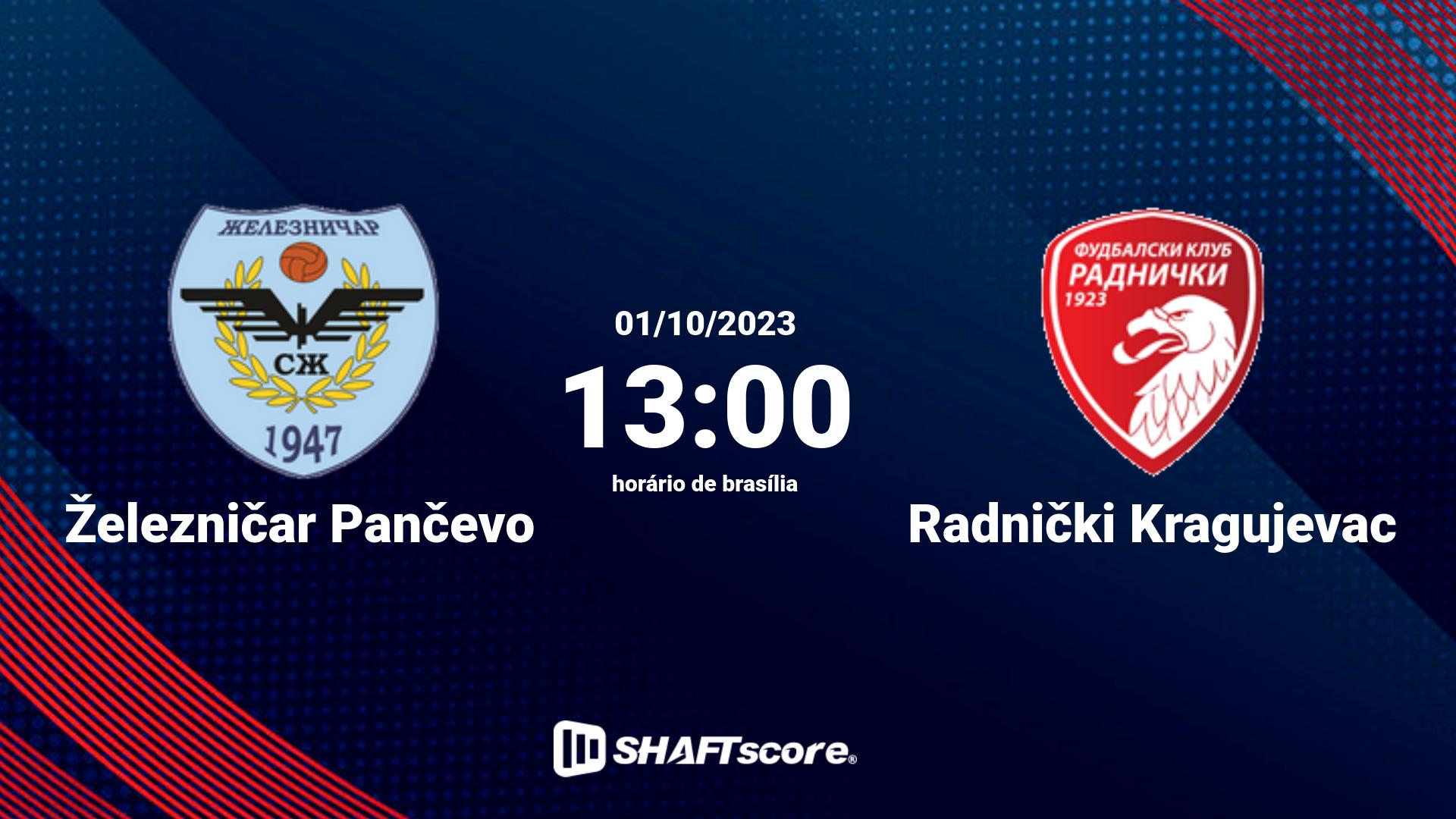 Estatísticas do jogo Železničar Pančevo vs Radnički Kragujevac 01.10 13:00