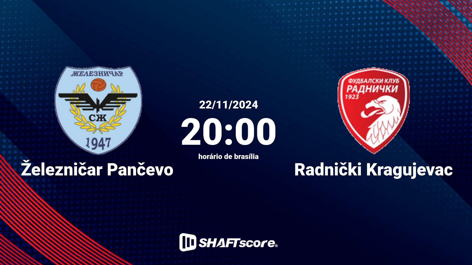 Estatísticas do jogo Železničar Pančevo vs Radnički Kragujevac 22.11 20:00