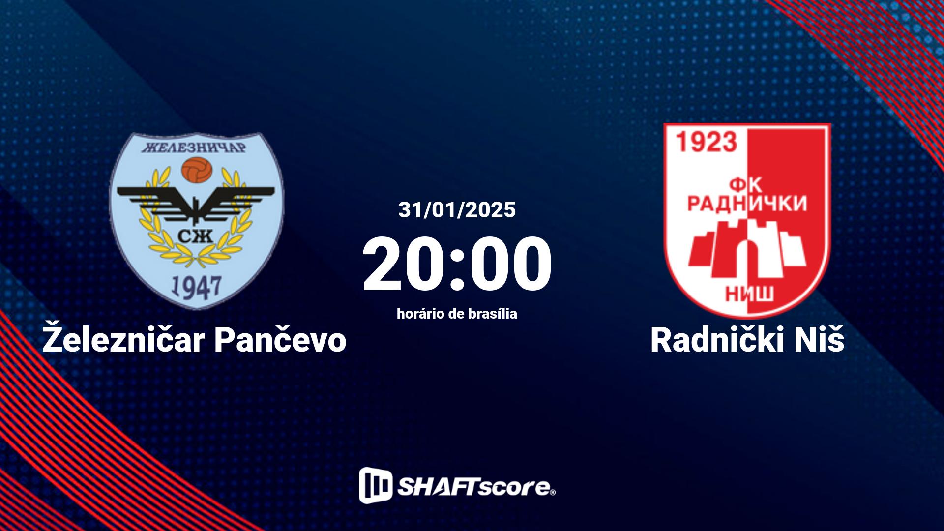 Estatísticas do jogo Železničar Pančevo vs Radnički Niš 31.01 20:00