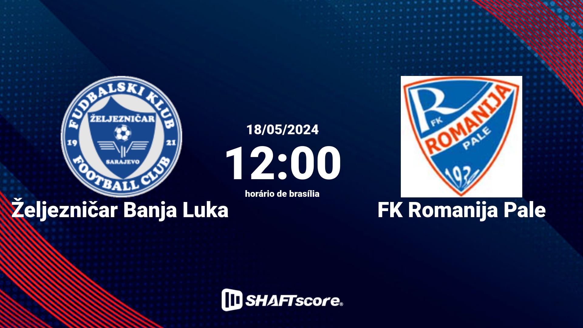 Estatísticas do jogo Željezničar Banja Luka vs FK Romanija Pale 18.05 12:00