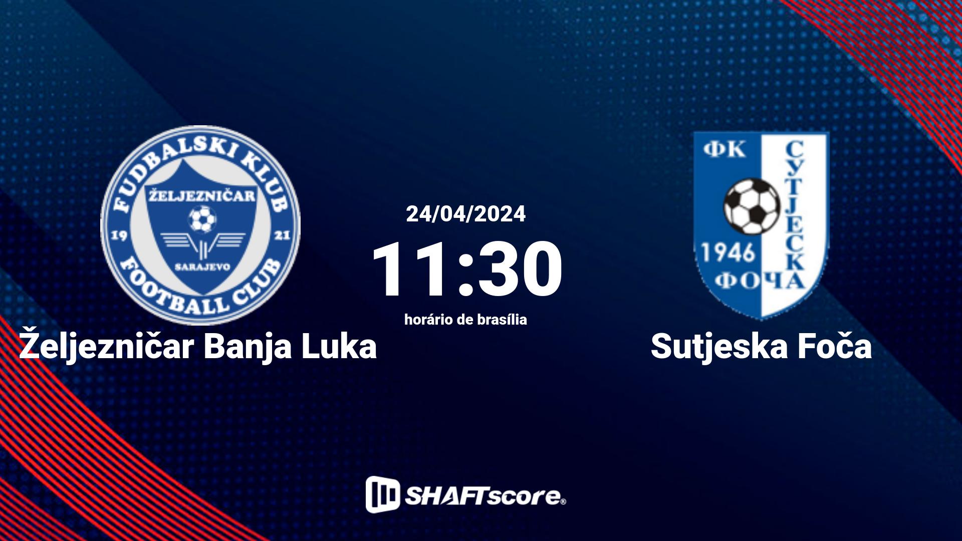 Estatísticas do jogo Željezničar Banja Luka vs Sutjeska Foča 24.04 11:30