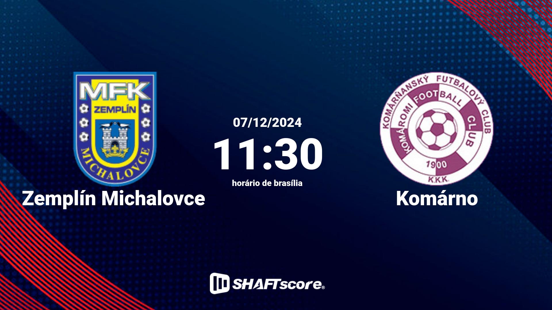 Estatísticas do jogo Zemplín Michalovce vs Komárno 07.12 11:30