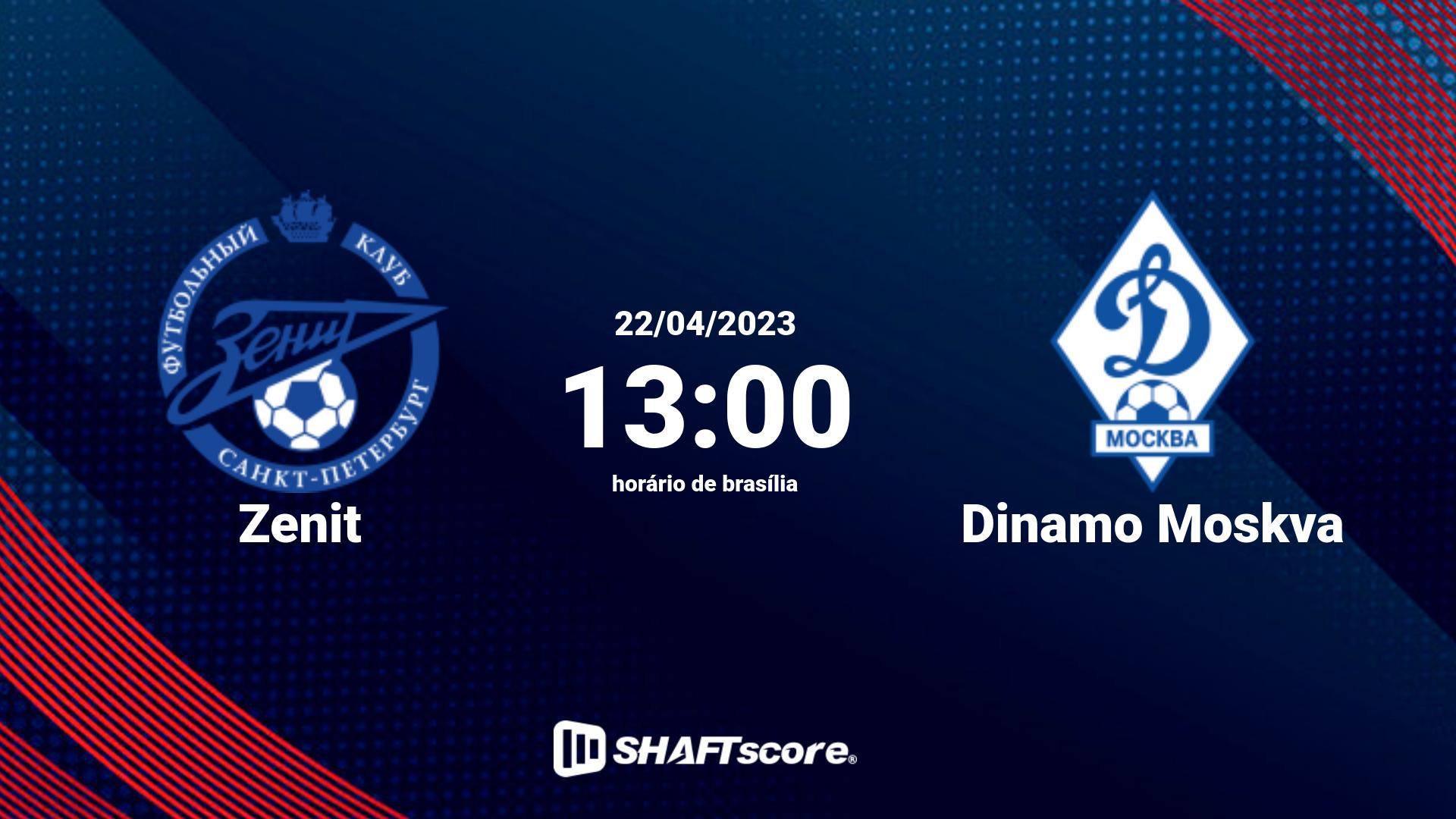 Estatísticas do jogo Zenit vs Dinamo Moskva 22.04 13:00