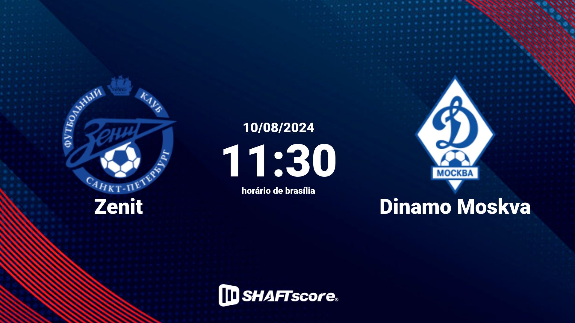 Estatísticas do jogo Zenit vs Dinamo Moskva 10.08 11:30