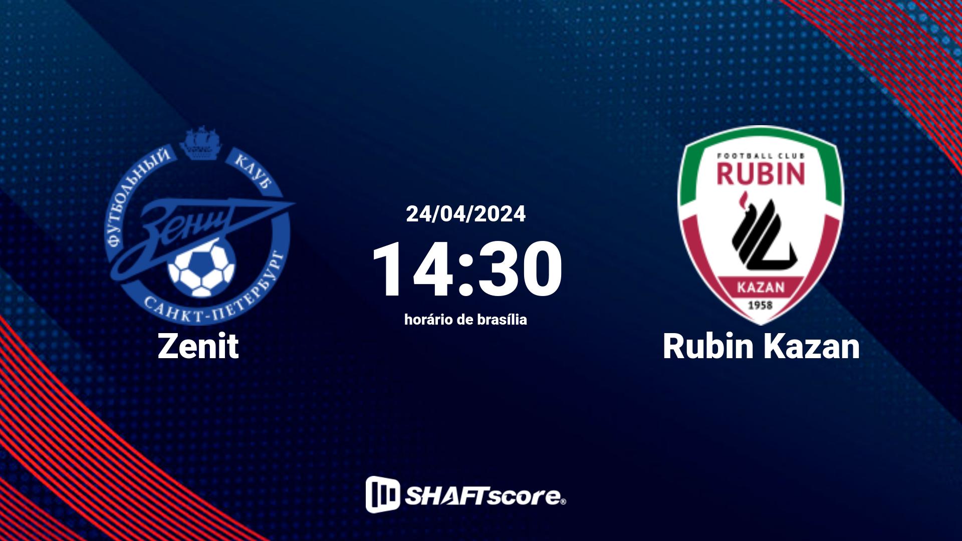 Estatísticas do jogo Zenit vs Rubin Kazan 24.04 14:30