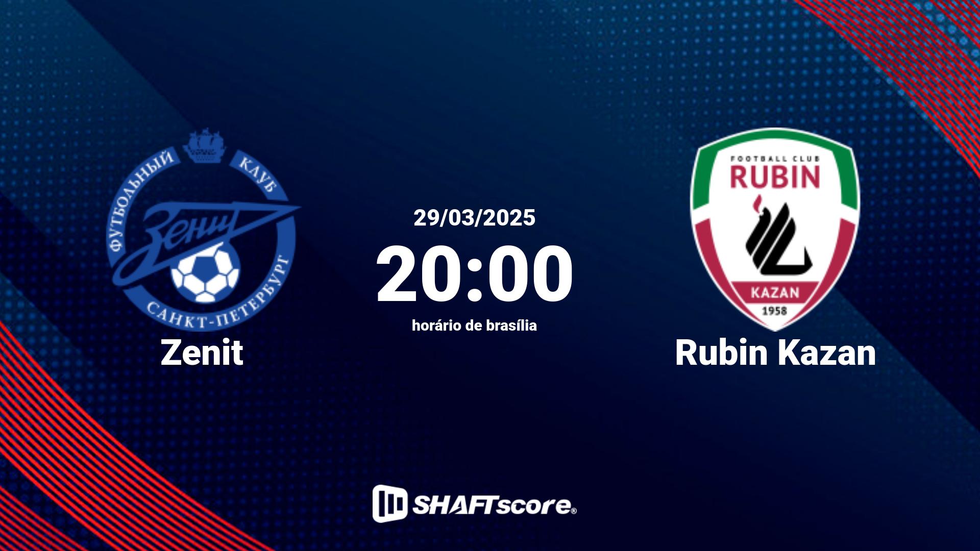 Estatísticas do jogo Zenit vs Rubin Kazan 29.03 20:00