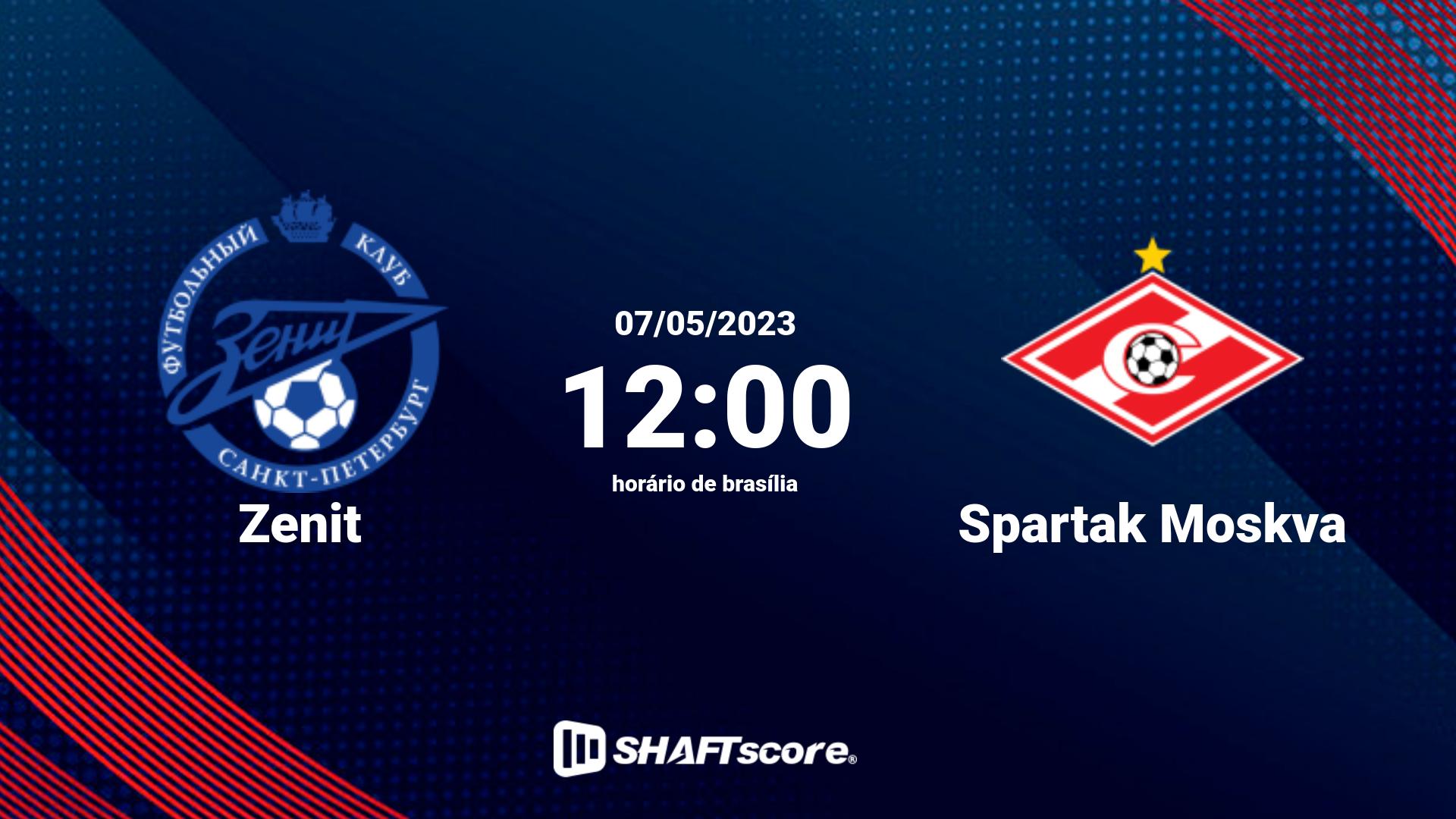 Estatísticas do jogo Zenit vs Spartak Moskva 07.05 12:00