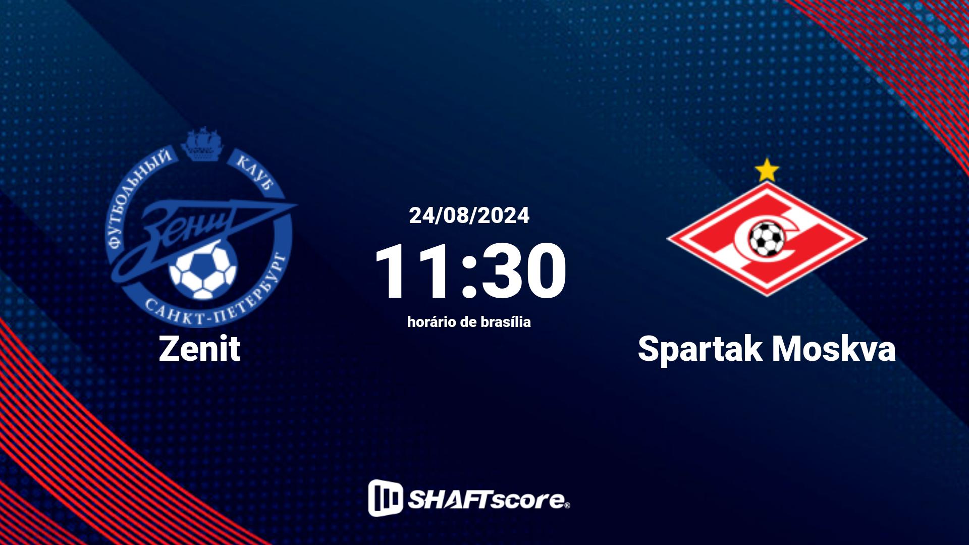 Estatísticas do jogo Zenit vs Spartak Moskva 24.08 11:30