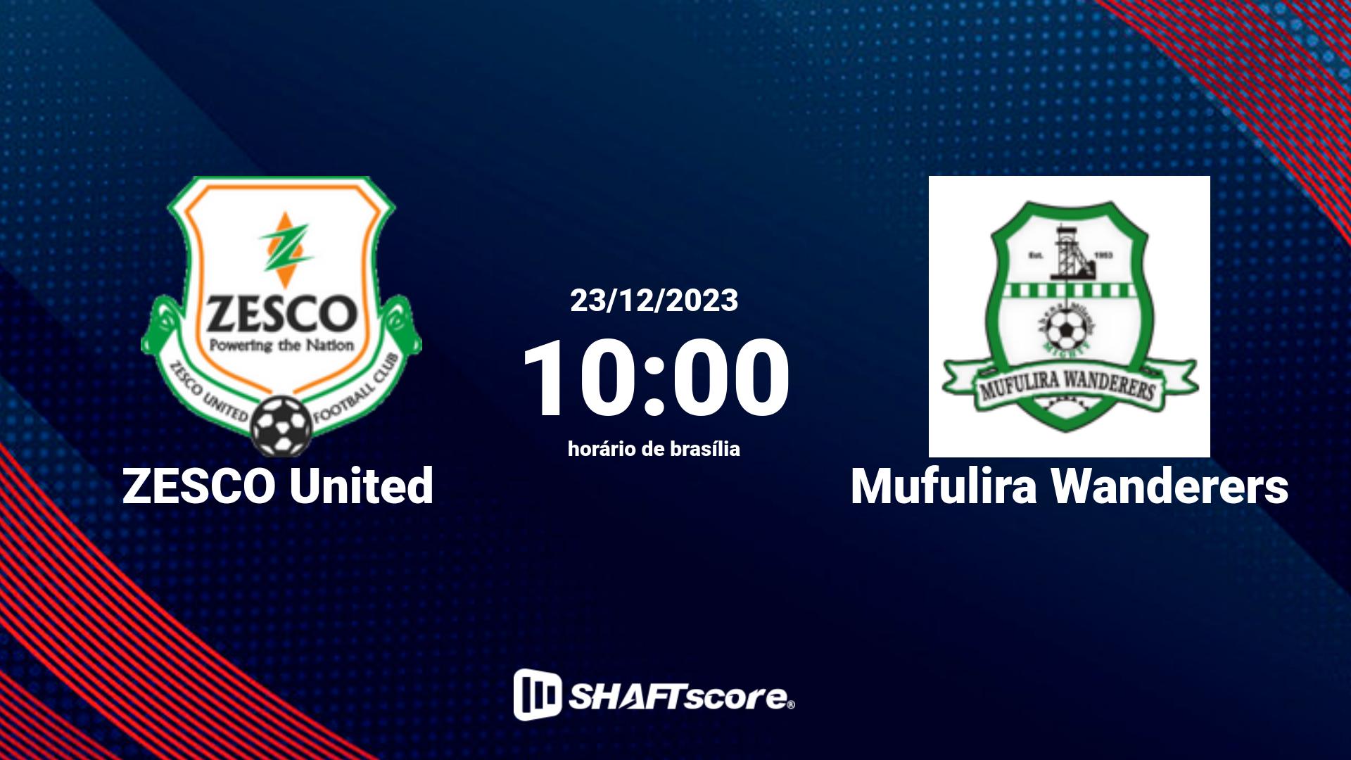 Estatísticas do jogo ZESCO United vs Mufulira Wanderers 23.12 10:00