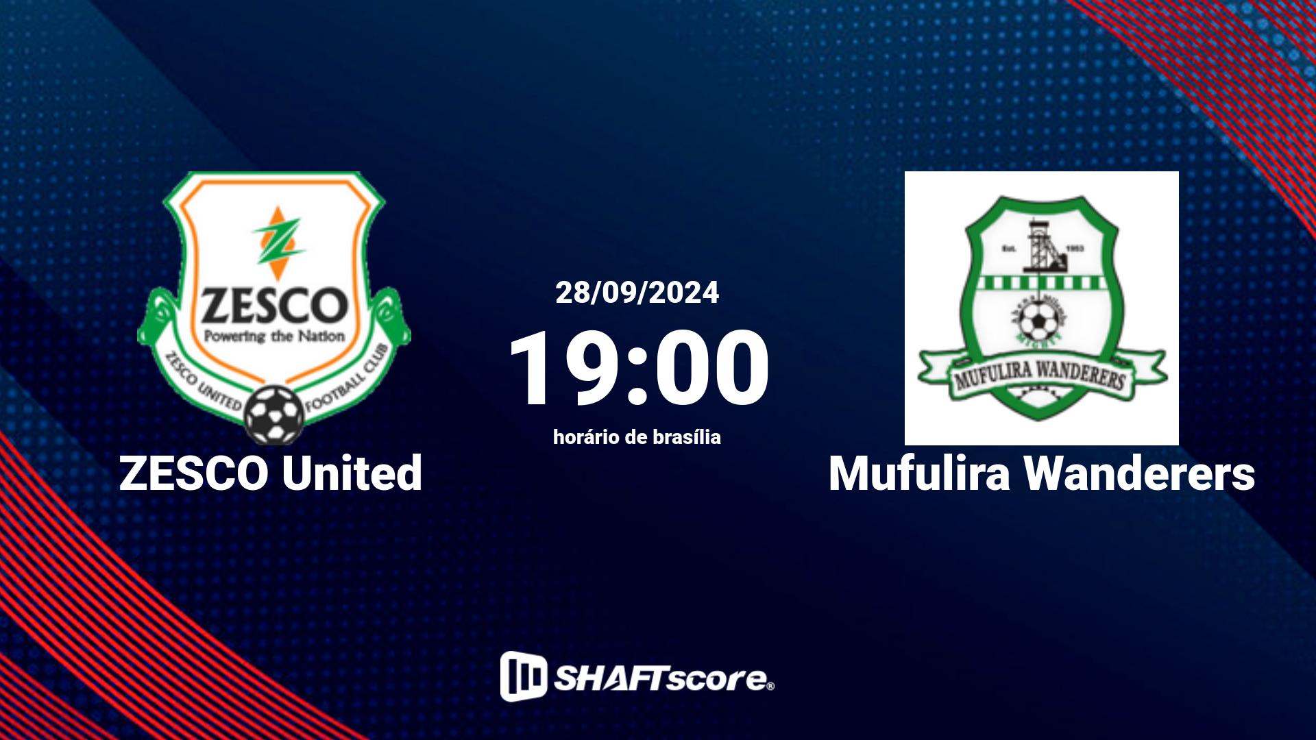 Estatísticas do jogo ZESCO United vs Mufulira Wanderers 28.09 19:00