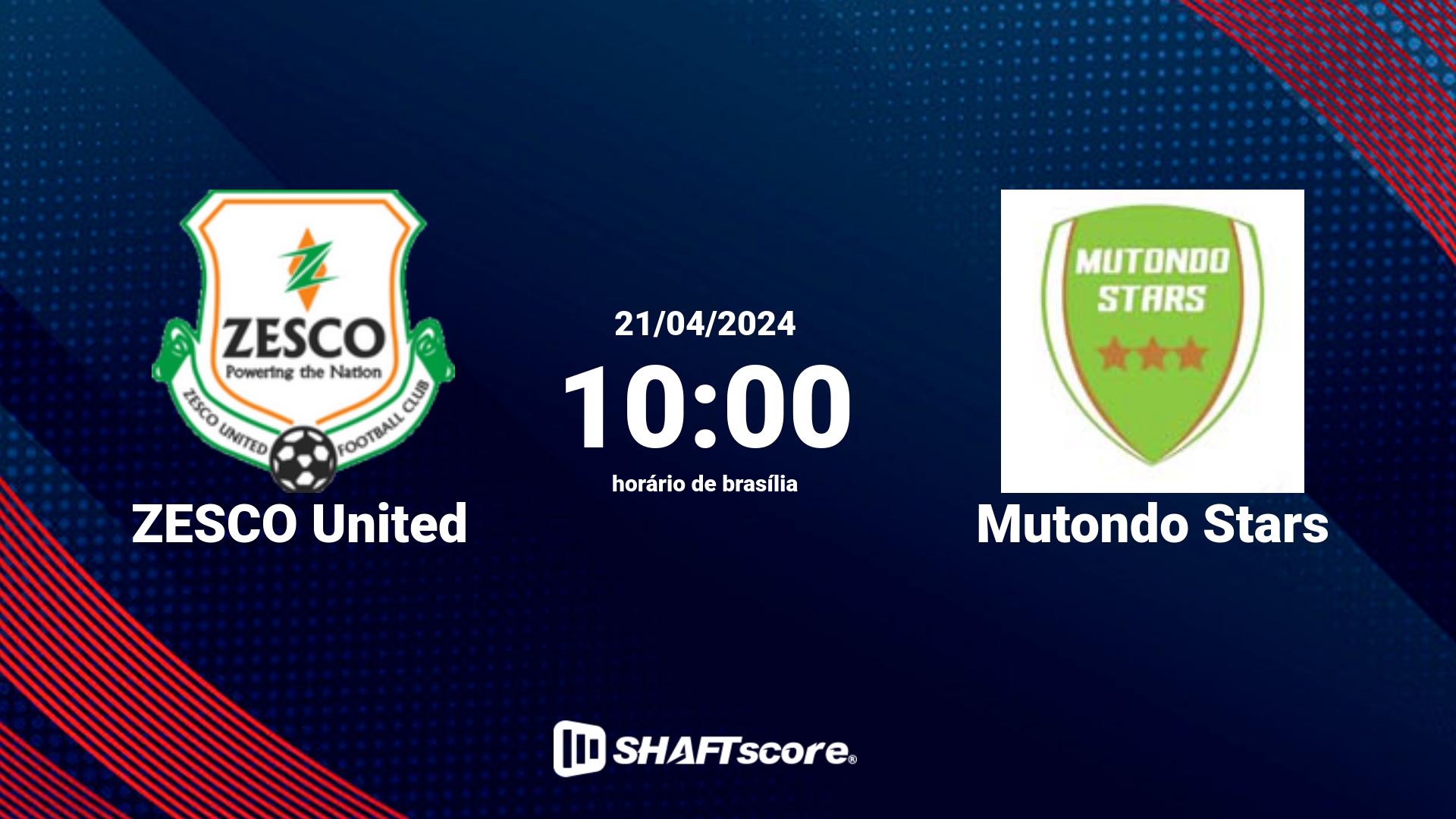 Estatísticas do jogo ZESCO United vs Mutondo Stars 21.04 10:00