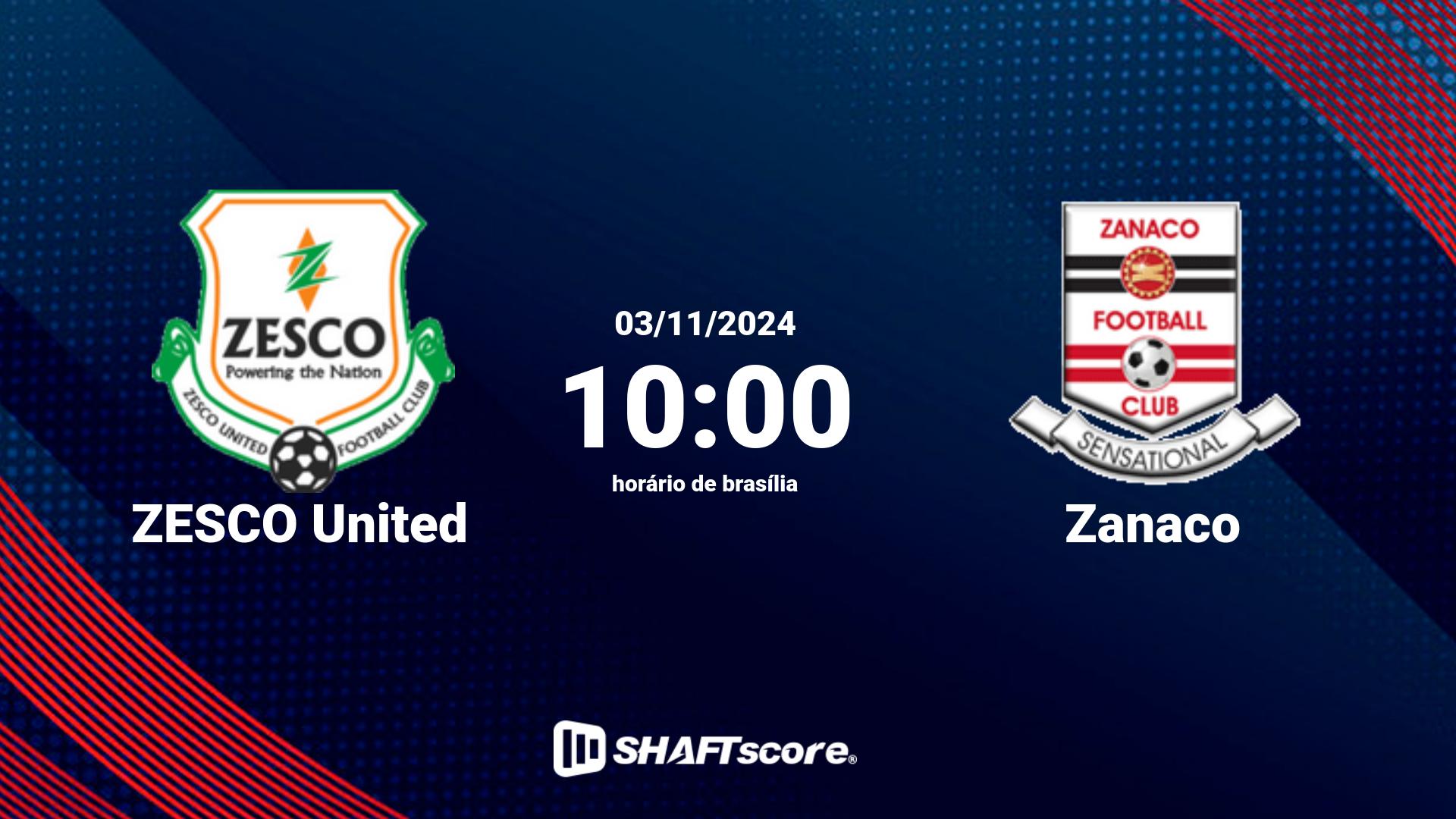 Estatísticas do jogo ZESCO United vs Zanaco 03.11 10:00