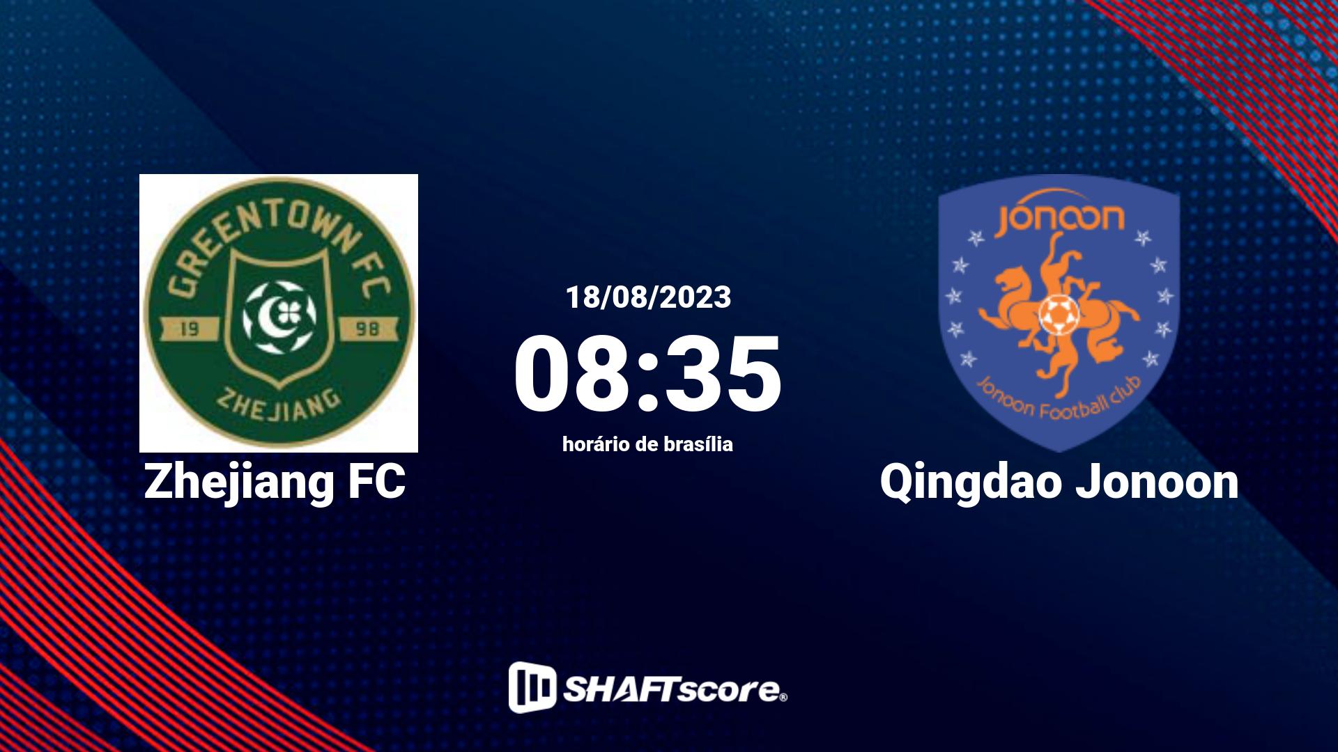 Estatísticas do jogo Zhejiang FC vs Qingdao Jonoon 18.08 08:35