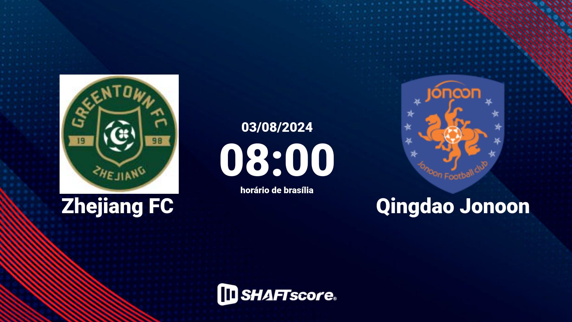 Estatísticas do jogo Zhejiang FC vs Qingdao Jonoon 03.08 08:00