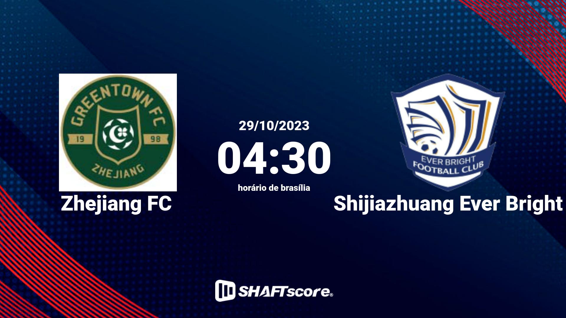 Estatísticas do jogo Zhejiang FC vs Shijiazhuang Ever Bright 29.10 04:30