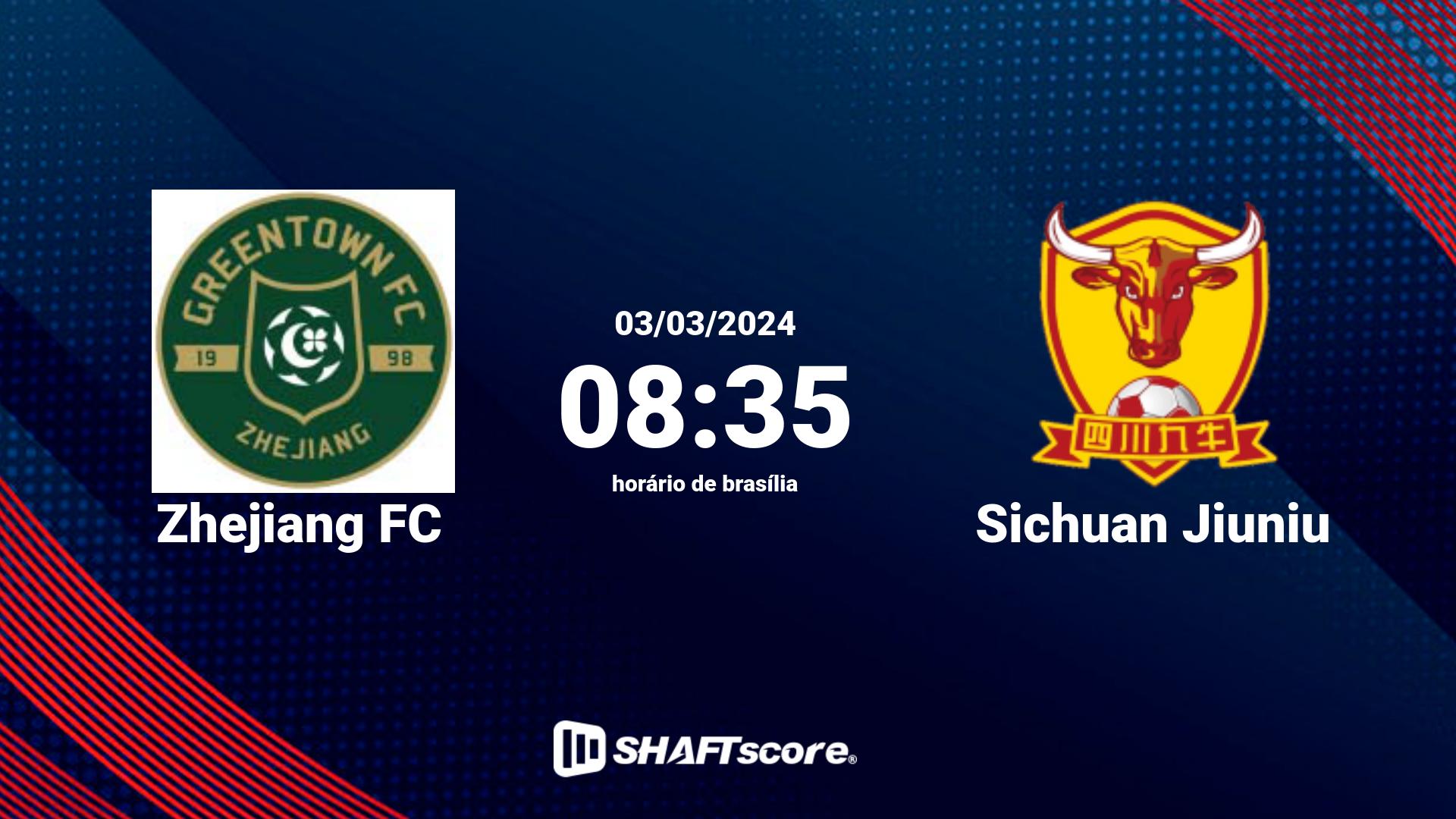 Estatísticas do jogo Zhejiang FC vs Sichuan Jiuniu 03.03 08:35