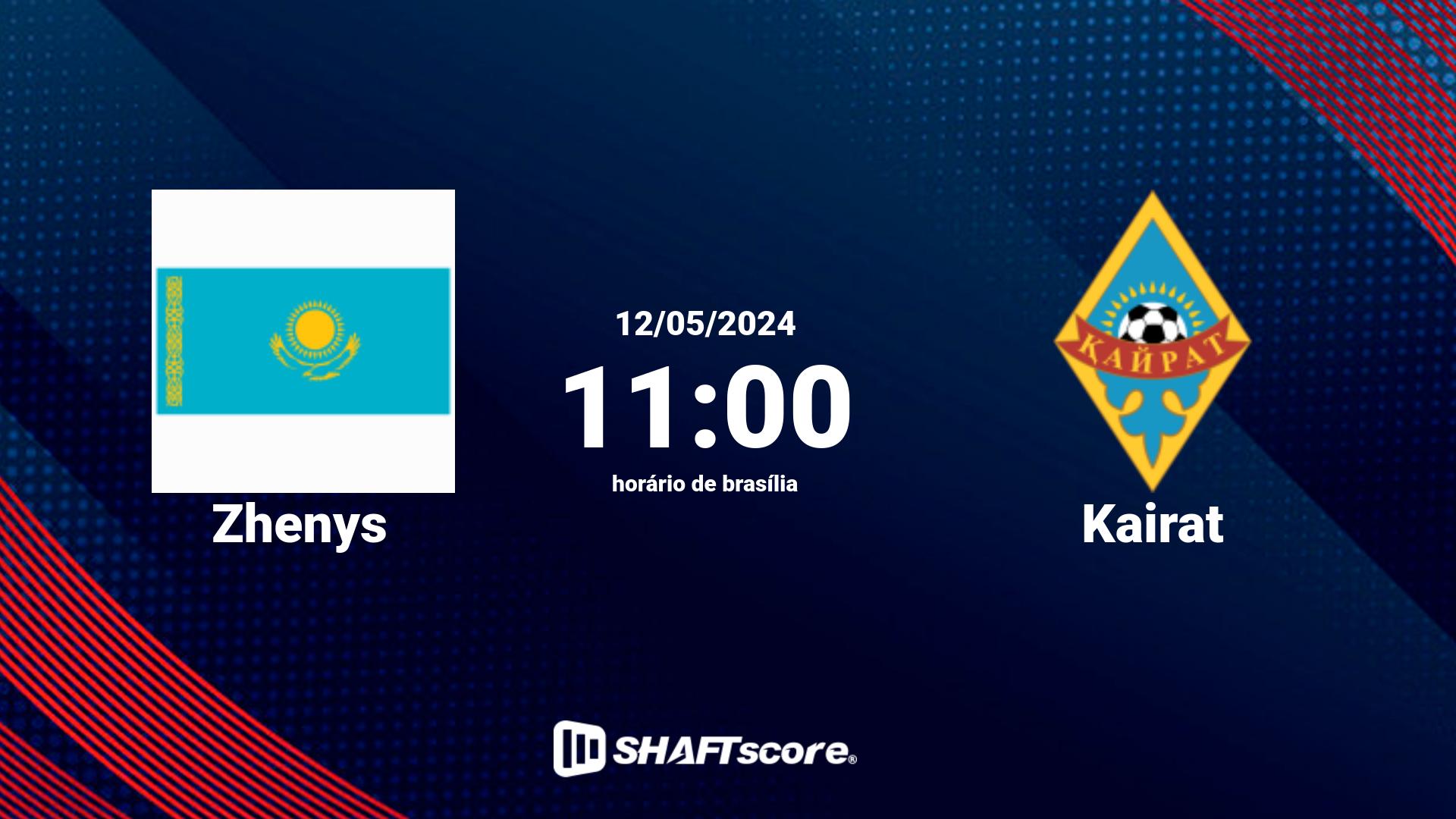 Estatísticas do jogo Zhenys vs Kairat 12.05 11:00