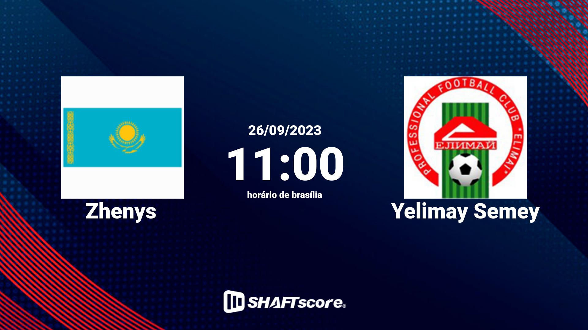 Estatísticas do jogo Zhenys vs Yelimay Semey 26.09 11:00