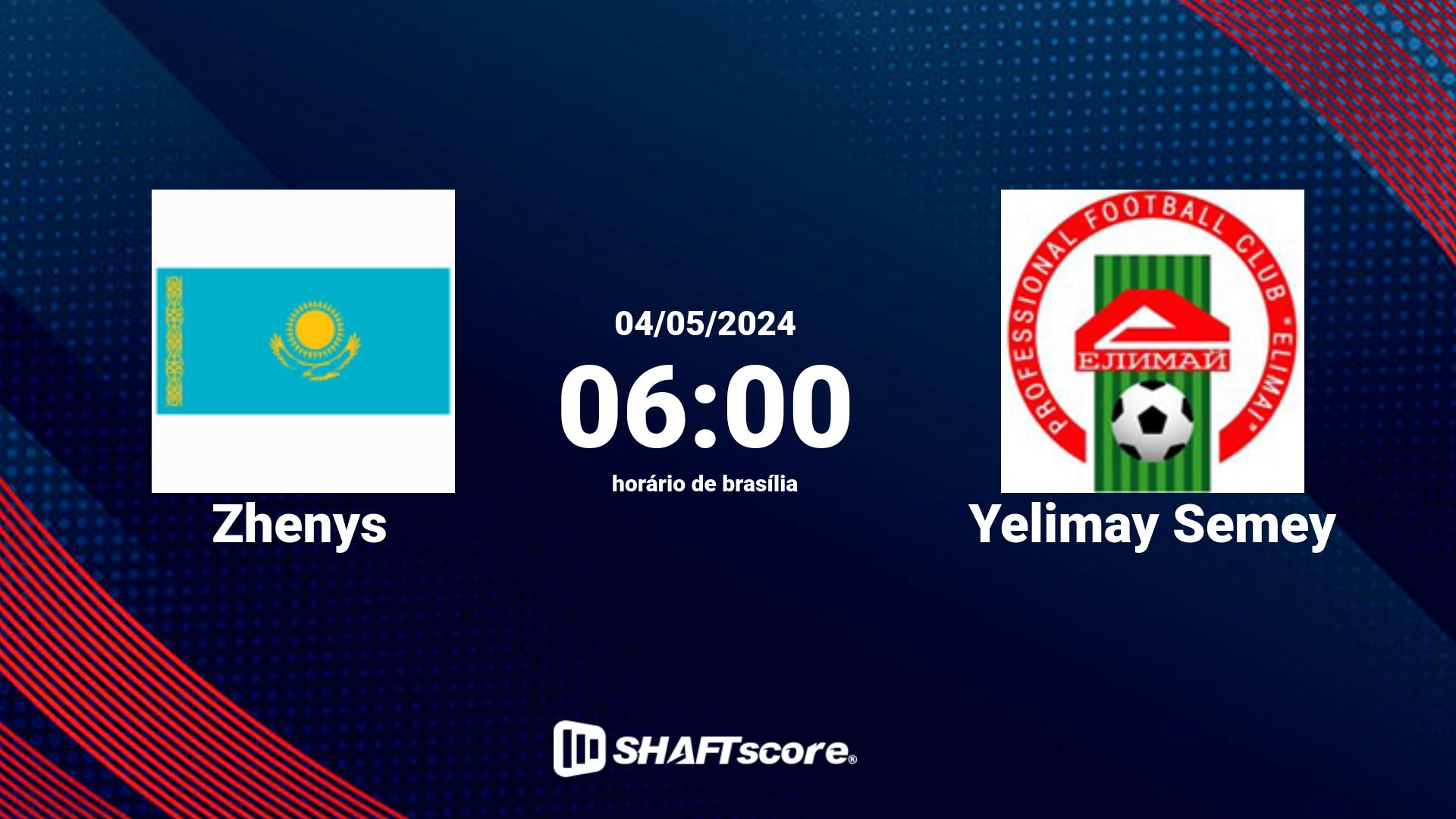 Estatísticas do jogo Zhenys vs Yelimay Semey 04.05 06:00