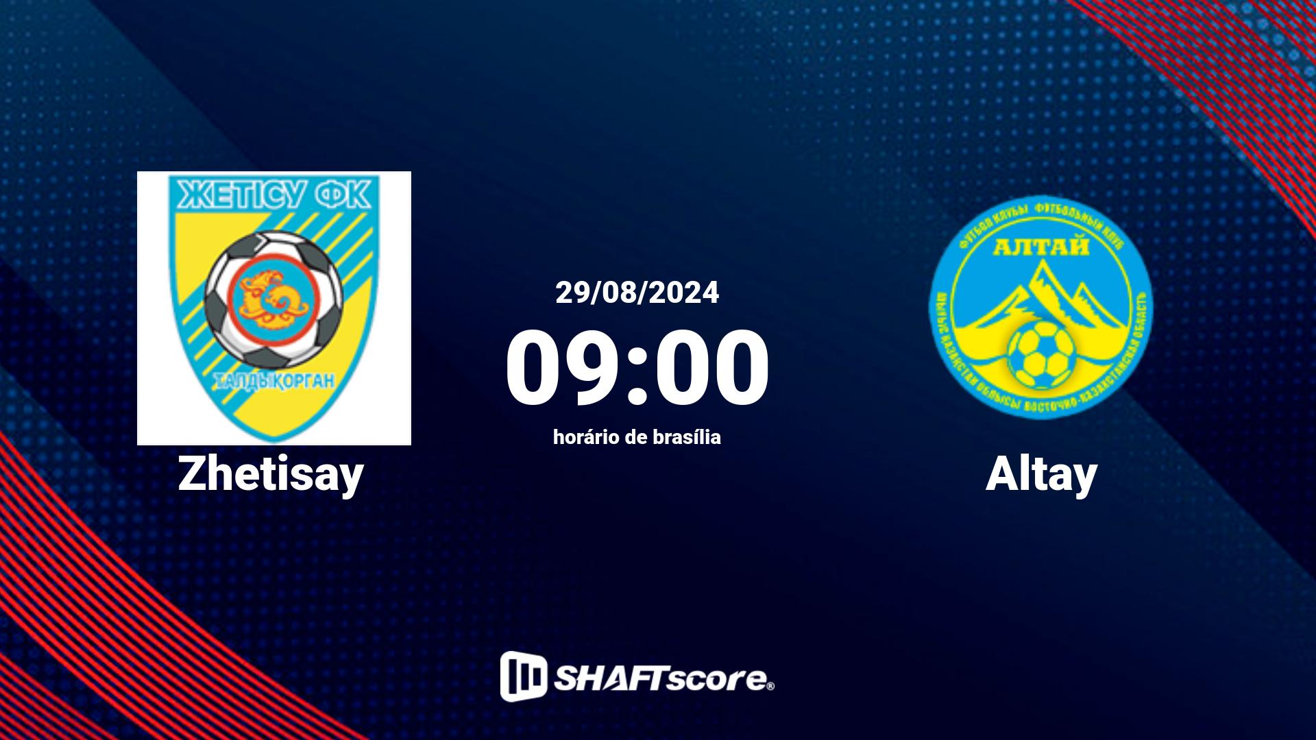 Estatísticas do jogo Zhetisay vs Altay 29.08 09:00