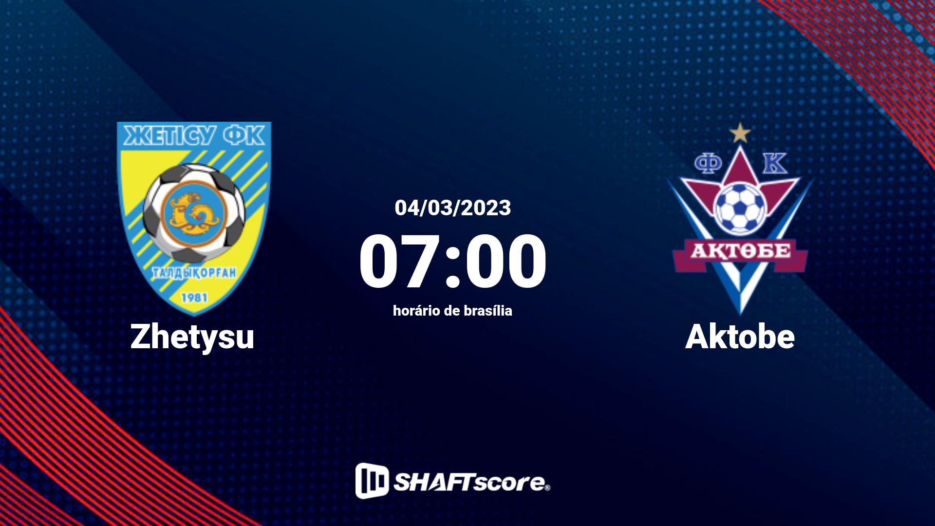 Estatísticas do jogo Zhetysu vs Aktobe 04.03 07:00