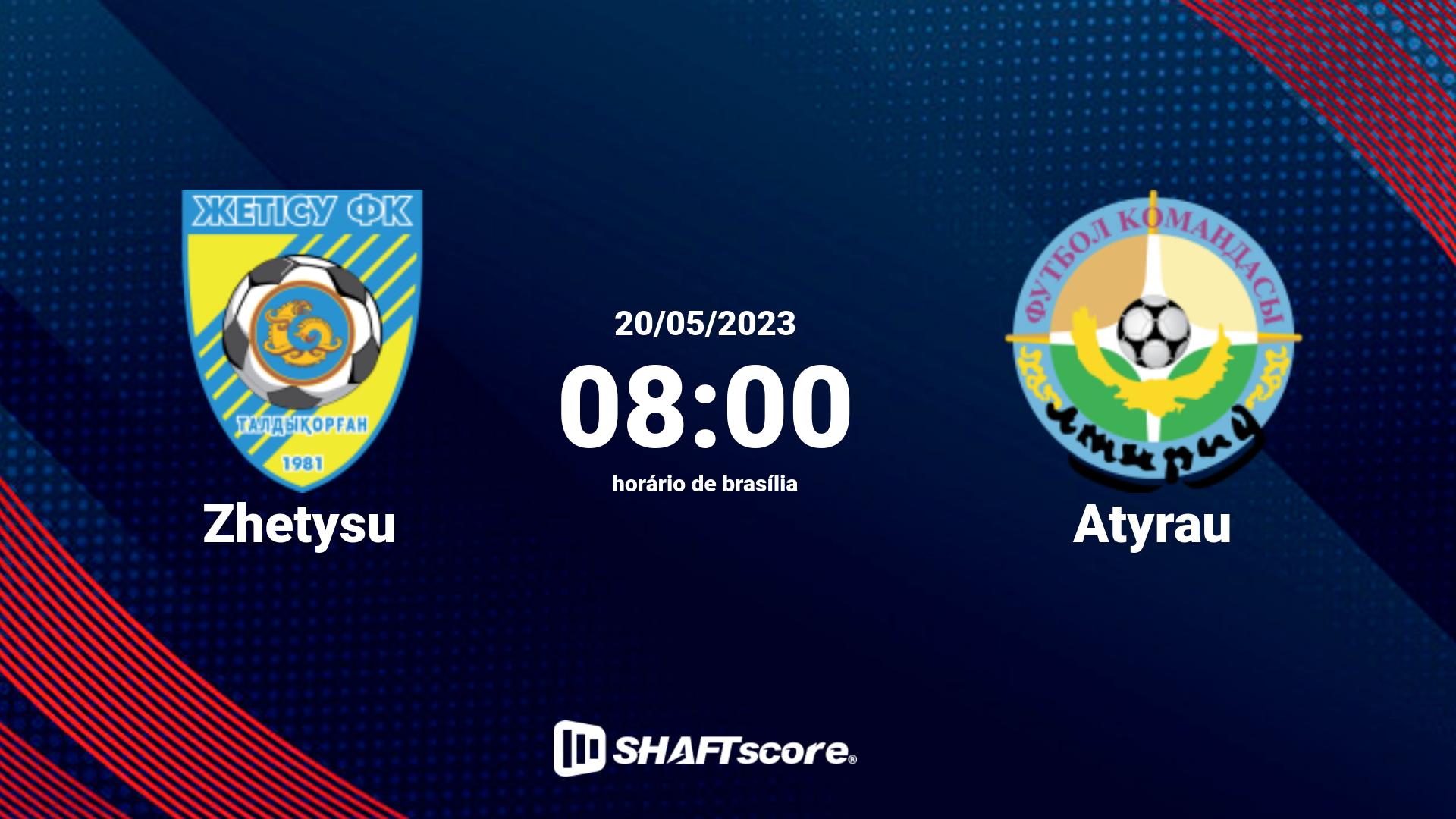 Estatísticas do jogo Zhetysu vs Atyrau 20.05 08:00