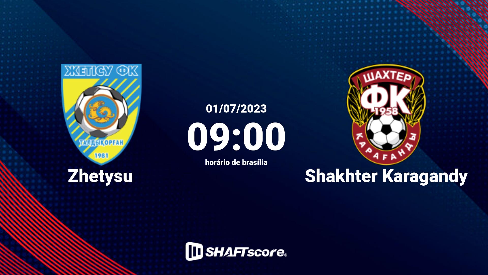 Estatísticas do jogo Zhetysu vs Shakhter Karagandy 01.07 09:00