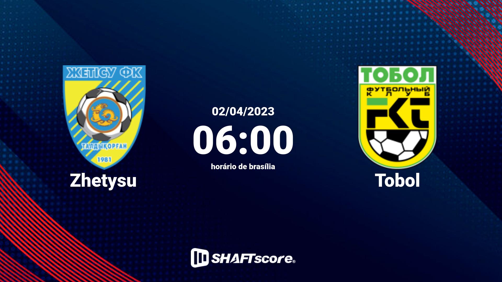 Estatísticas do jogo Zhetysu vs Tobol 02.04 06:00