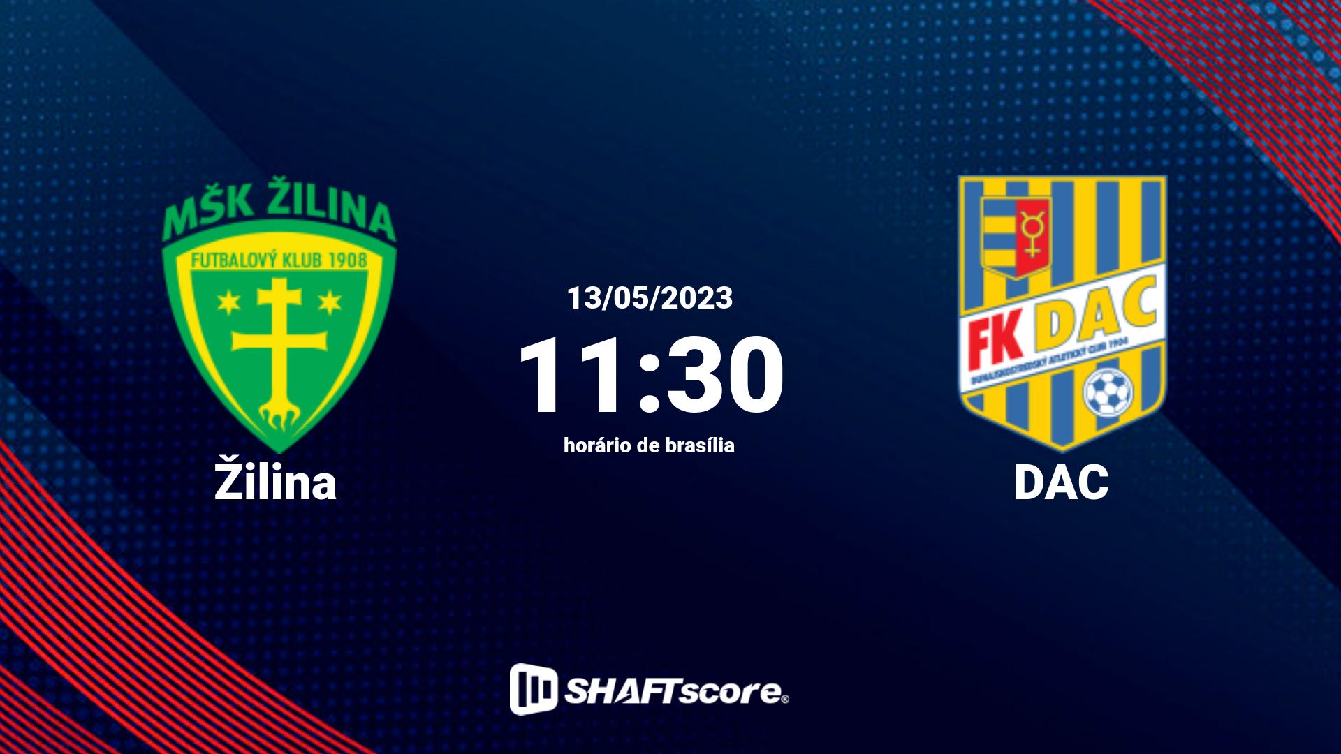 Estatísticas do jogo Žilina vs DAC 13.05 11:30