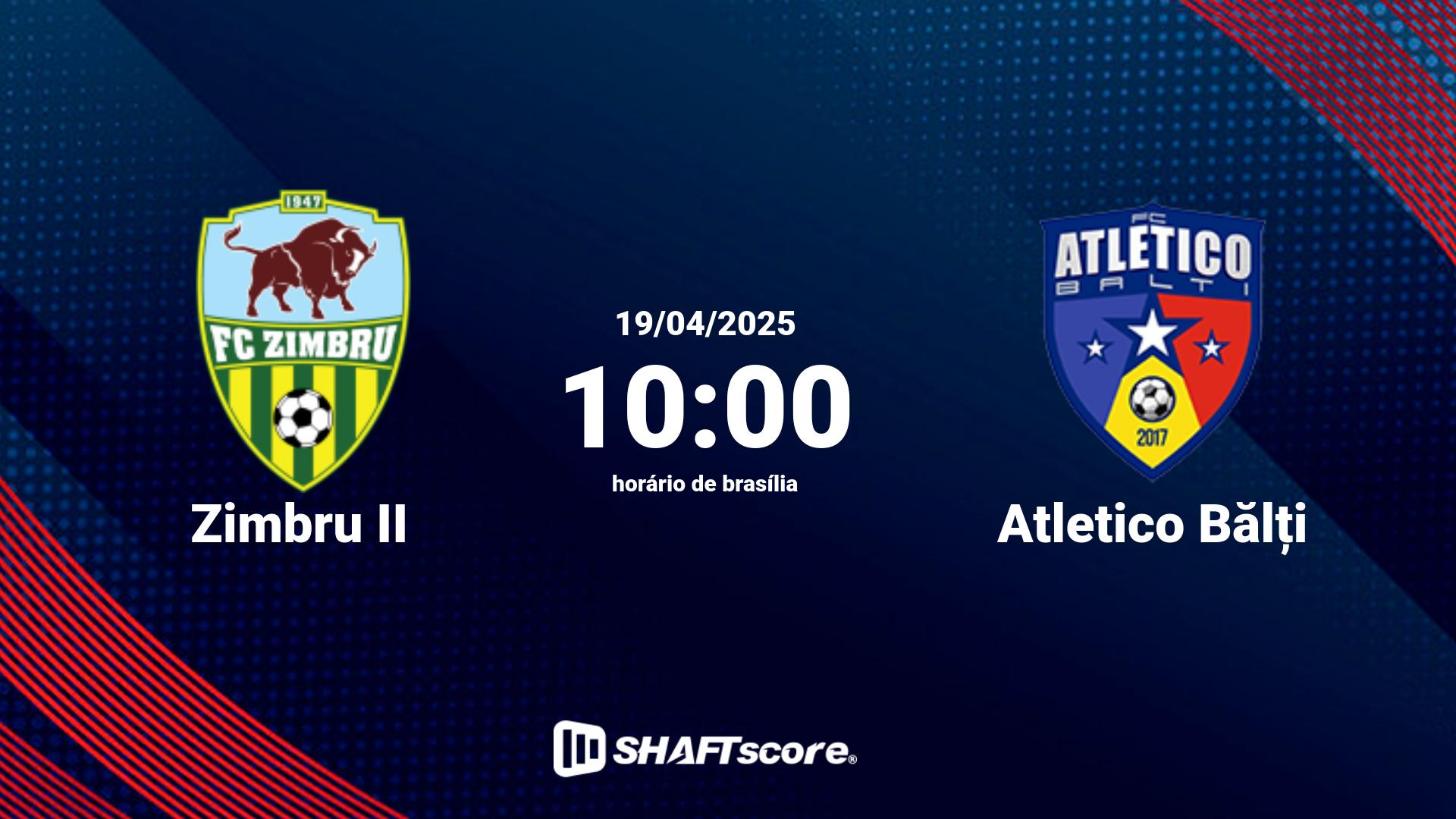 Estatísticas do jogo Zimbru II vs Atletico Bălți 19.04 10:00