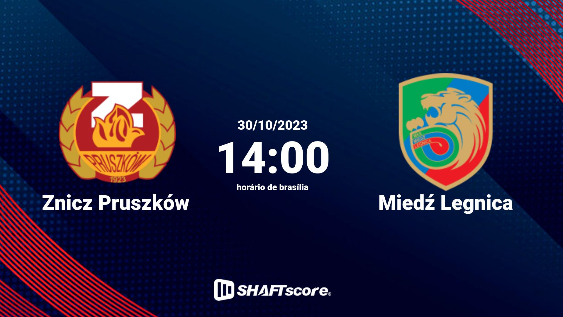 Estatísticas do jogo Znicz Pruszków vs Miedź Legnica 30.10 14:00