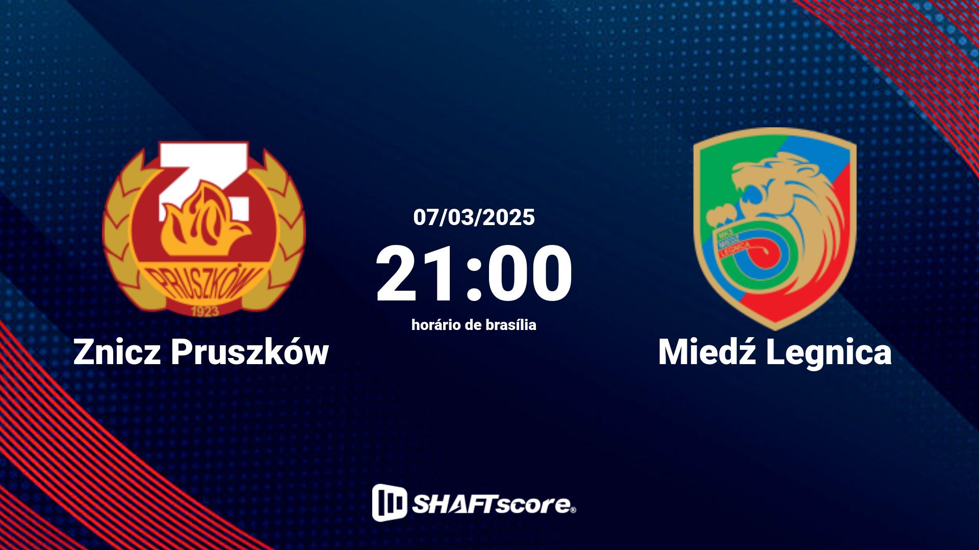 Estatísticas do jogo Znicz Pruszków vs Miedź Legnica 07.03 21:00