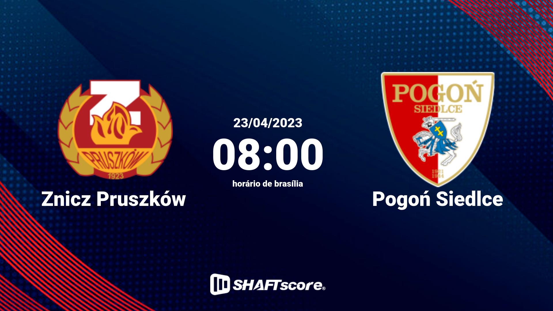 Estatísticas do jogo Znicz Pruszków vs Pogoń Siedlce 23.04 08:00