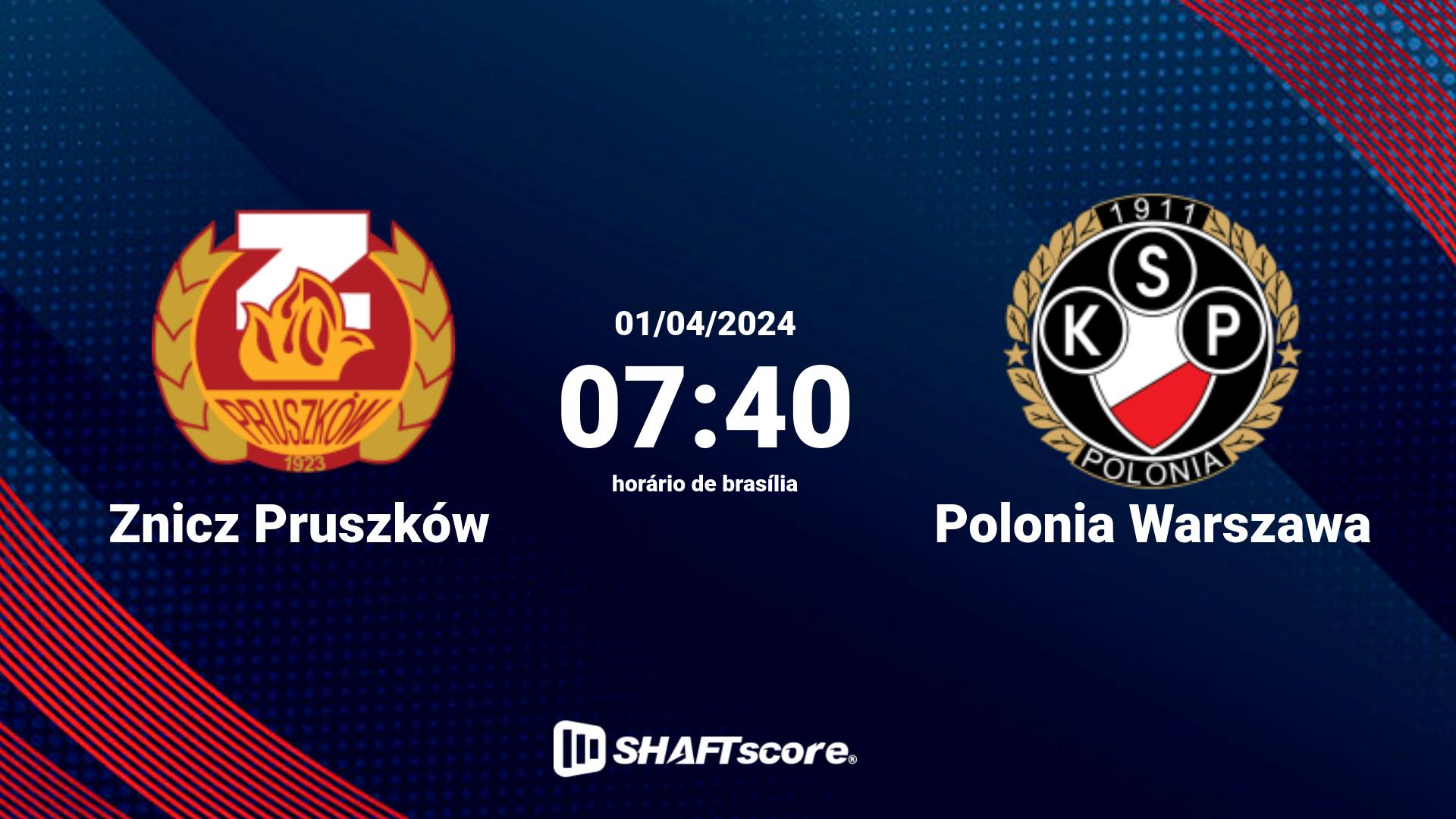 Estatísticas do jogo Znicz Pruszków vs Polonia Warszawa 01.04 07:40