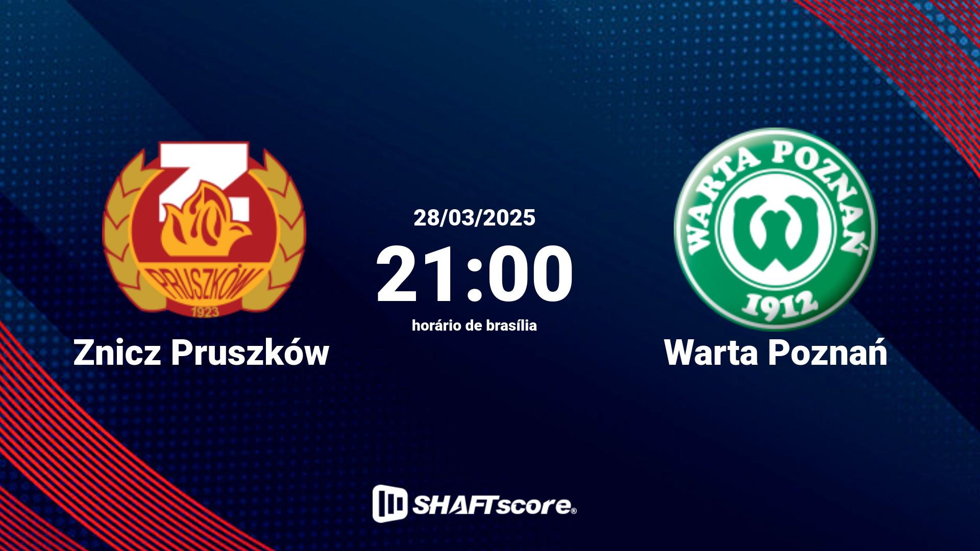 Estatísticas do jogo Znicz Pruszków vs Warta Poznań 28.03 21:00